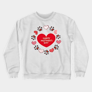 Retro red hearts and doodle paw prints Crewneck Sweatshirt